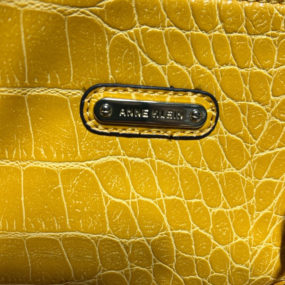 Anne Klein Shoulder Bag Womens Medium Yellow Faux Croc Chain Strap Tote - Picture 7 of 11